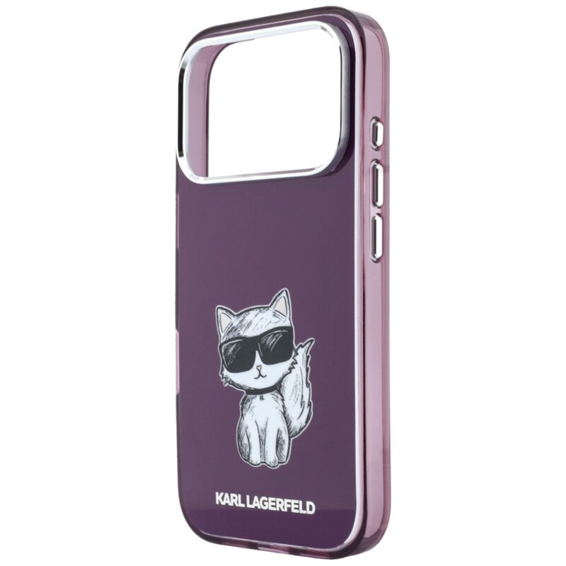 Husa iPhone 18 Pro Max Karl Lagerfeld IML Choupette Body Sketch Print MagSafe, bordo, KLHMP18X6HCIKDR