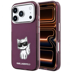 Husa iPhone 17 Pro Max Karl Lagerfeld IML Choupette Body Sketch Print MagSafe, bordo, KLHMP18X6HCIKDR