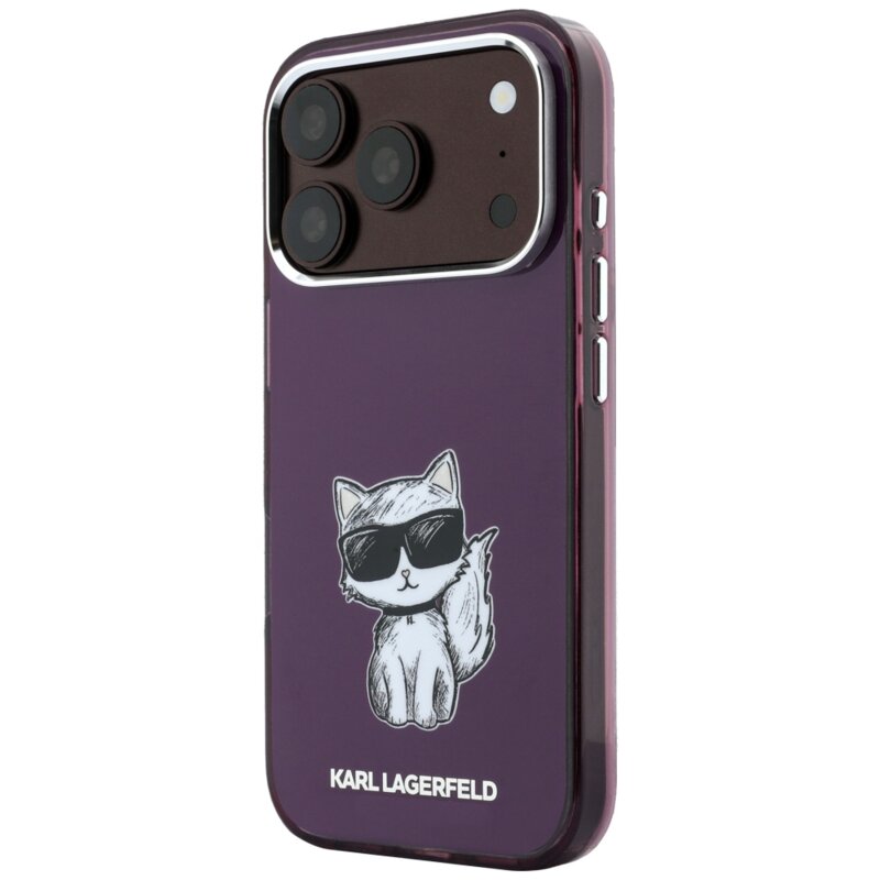 Husa iPhone 17 Pro Max Karl Lagerfeld IML Choupette Body Sketch Print MagSafe, bordo, KLHMP18X6HCIKDR