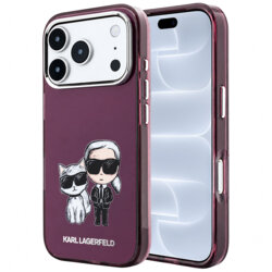 Husa iPhone 18 Pro Karl Lagerfeld IML KC Bodies Sketch Print MagSafe, burgundy