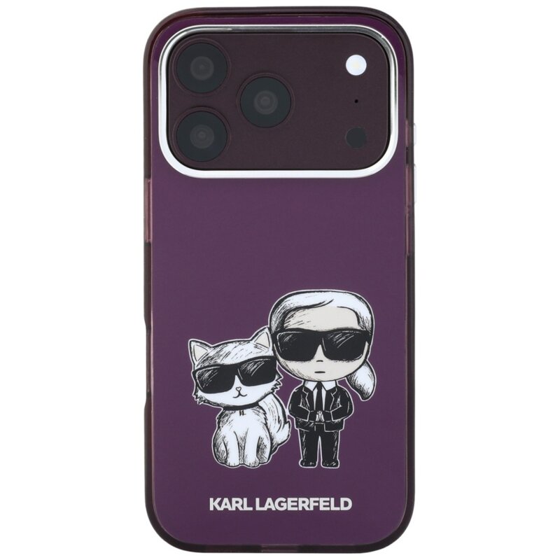 Husa iPhone 17 Pro Karl Lagerfeld IML KC Bodies Sketch Print MagSafe, burgundy