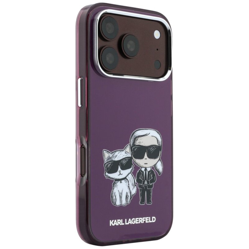 Husa iPhone 17 Pro Karl Lagerfeld IML KC Bodies Sketch Print MagSafe, burgundy