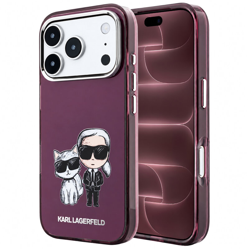 Husa iPhone 17 Pro Max Karl Lagerfeld IML KC Bodies Sketch Print MagSafe, bordo, KLHMP18X6HKCIDR