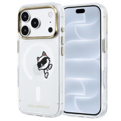 Husa iPhone 18 Pro Karl Lagerfeld IML Peekaboo Print and Metal Frame MagSafe, transparenta
