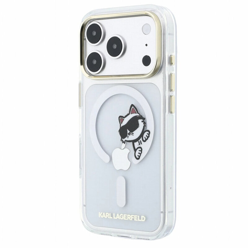 Husa iPhone 17 Pro Karl Lagerfeld IML Peekaboo Print and Metal Frame MagSafe, transparenta