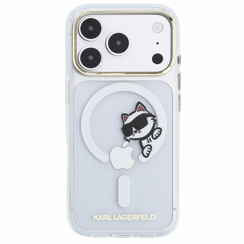 Husa iPhone 17 Pro Karl Lagerfeld IML Peekaboo Print and Metal Frame MagSafe, transparenta