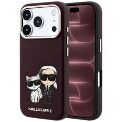 Husa iPhone 18 Pro Max Karl Lagerfeld Smooth Leather KC Bodies Sketch MagSafe, bordo, KLHMP18X6PWKCIDR