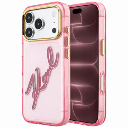 Husa iPhone 18 Pro Max Karl Lagerfeld IML Big Signature Resin Logo Metal Frame, roz, KLHCP18X6HCKSRP