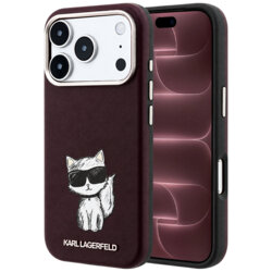 Husa iPhone 18 Pro Max Karl Lagerfeld Smooth Leather Choupette Sketch MagSafe, bordo, KLHMP18X6PWCIKDR