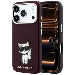 Husa iPhone 17 Pro Max Karl Lagerfeld Leather MagSafe, bordo