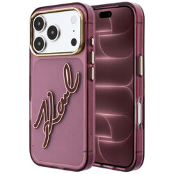 Husa iPhone 18 Pro Max Karl Lagerfeld IML Big Signature Resin Logo, burgundy