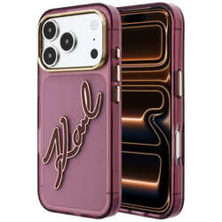 Husa iPhone 17 Pro Max Karl Lagerfeld IML Big Signature Resin Logo, burgundy