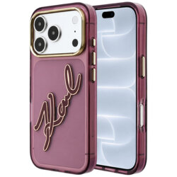 Husa iPhone 18 Pro Karl Lagerfeld IML Big Signature Resin Logo Metal Frame, bordo, KLHCP18L6HCKSRR