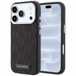 Husa iPhone 18 Pro Karl Lagerfeld HC MagSafe SW Grained Leather HS Mono Resin Logo, negru