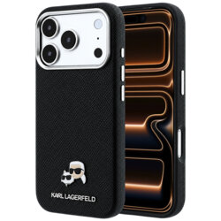 Husa iPhone 17 Pro Max Karl Lagerfeld Leather KC Heads MagSafe, negru, KLHMP18X6PSKCHLK