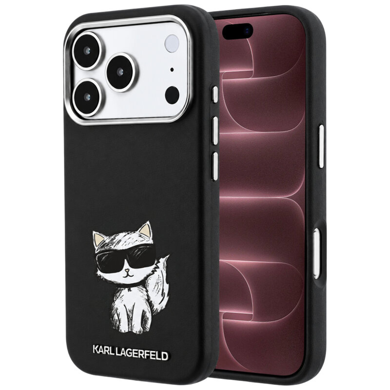 Husa iPhone 18 Pro Max Karl Lagerfeld Grained Leather MagSafe, negru, KLHMP18X6PWCIKDK