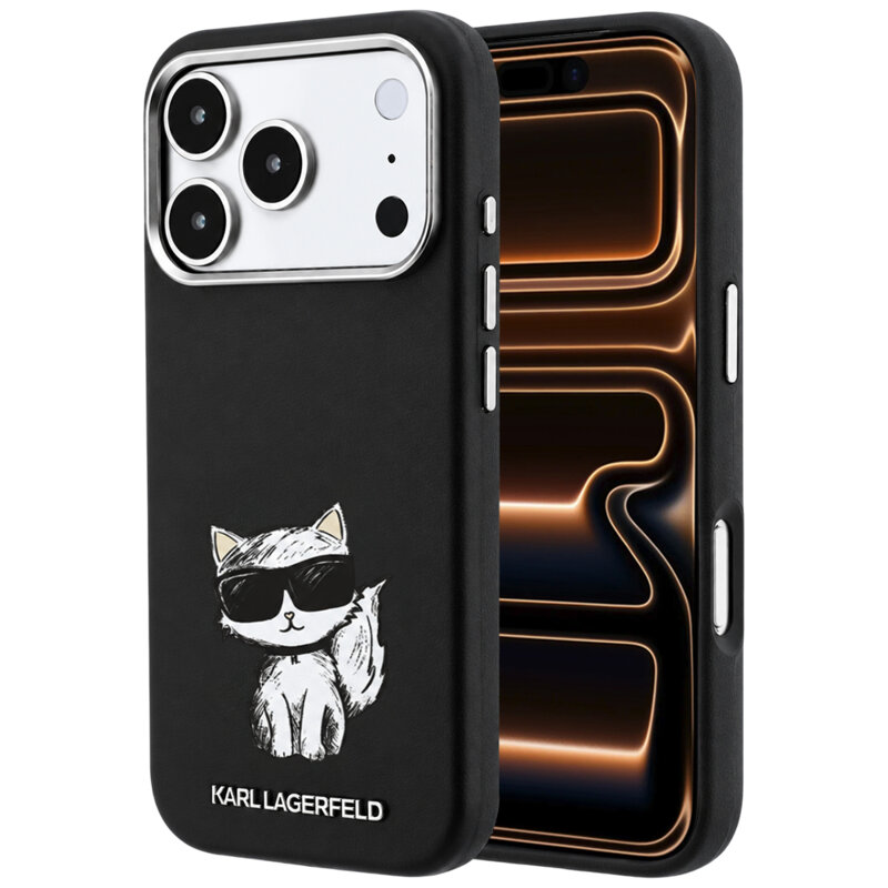 Husa iPhone 17 Pro Max Karl Lagerfeld Grained Leather MagSafe, negru, KLHMP18X6PWCIKDK