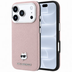 Husa iPhone 18 Pro Karl Lagerfeld Grained Leather Choupette Head MagSafe, roz, KLHMP18L6PSCHLP