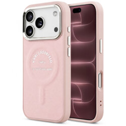 Husa iPhone 18 Pro Max Karl Lagerfeld Leather Ring Karl RSG Logo MagSafe, roz, KLHMP18XPSKRSGEP