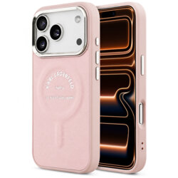 Husa iPhone 17 Pro Max Karl Lagerfeld Leather Ring Karl RSG Logo MagSafe, roz, KLHMP18XPSKRSGEP