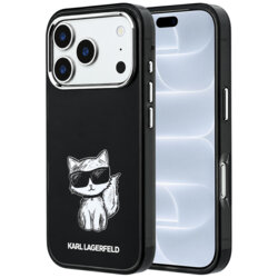 Husa iPhone 18 Pro Karl Lagerfeld IML Choupette Body Sketch Print MagSafe, negru