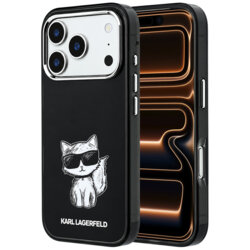 Husa iPhone 17 Pro Max Karl Lagerfeld IML Choupette Body Sketch Print MagSafe, negru
