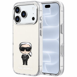 Husa iPhone 18 Pro Karl Lagerfeld IML Ikonik Sketch Print MagSafe, bej