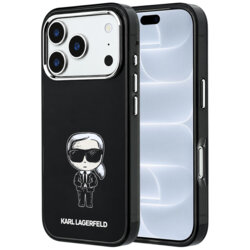 Husa iPhone 18 Pro Karl Lagerfeld IML Ikonik Sketch Print MagSafe, negru