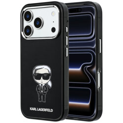 Husa iPhone 17 Pro Karl Lagerfeld IML Ikonik Sketch Print MagSafe, negru