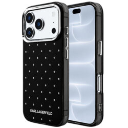 Husa iPhone 18 Pro Karl Lagerfeld IML Rhinestones and Electroplated Logo, negru