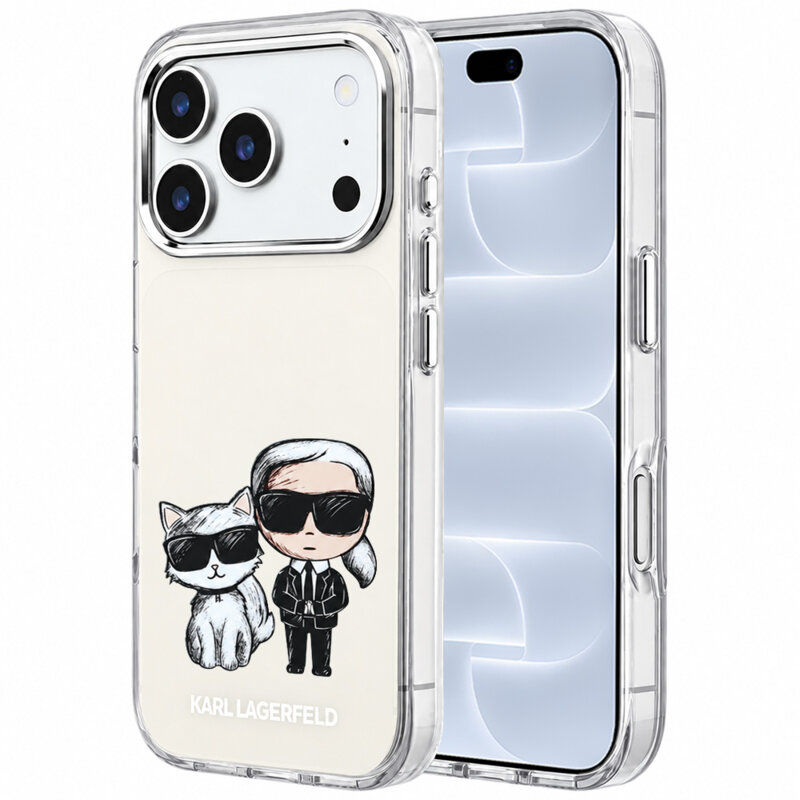 Husa iPhone 18 Pro Karl Lagerfeld IML KC Bodies Sketch Print MagSafe, bej