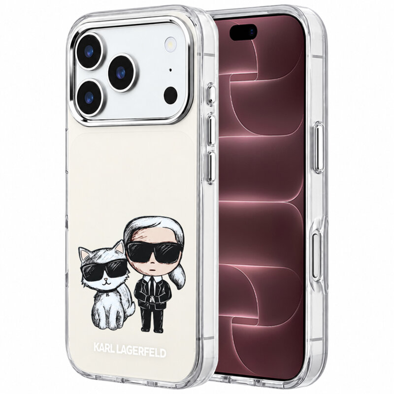 Husa iPhone 18 Pro Max Karl Lagerfeld IML KC Bodies Sketch Print MagSafe, bej