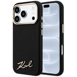 Husa originala iPhone 18 Pro Karl Lagerfeld Saffiano MagSafe, negru, KLHMP18L6PWSKSK