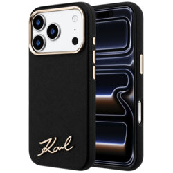 Husa originala iPhone 17 Pro Karl Lagerfeld Saffiano MagSafe, negru, KLHMP18L6PWSKSK