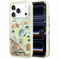 Husa iPhone 17 Pro Karl Lagerfeld Liquid Glitter Beach and Sand, bej