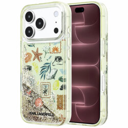 Husa iPhone 18 Pro Max Karl Lagerfeld Liquid Glitter Beach and Sand, bej