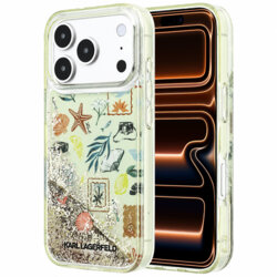 Husa iPhone 17 Pro Max Karl Lagerfeld Liquid Glitter Beach and Sand, bej