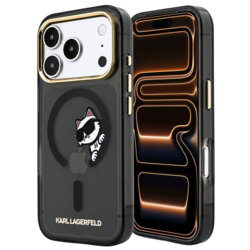 Husa iPhone 17 Pro Max Karl Lagerfeld IML Peekaboo Print and Metal Frame MagSafe, negru