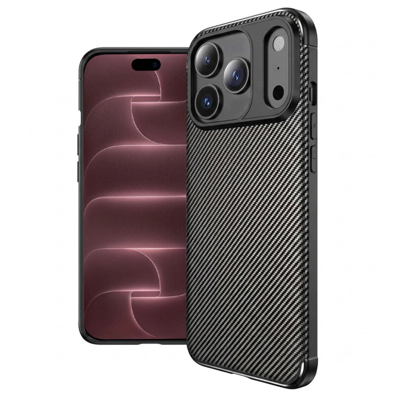 Husa iPhone 18 Pro Max Techsuit CarbonFiber, negru