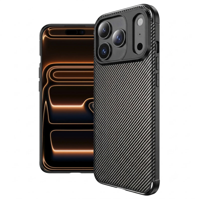 Husa iPhone 17 Pro Max Techsuit CarbonFiber, negru