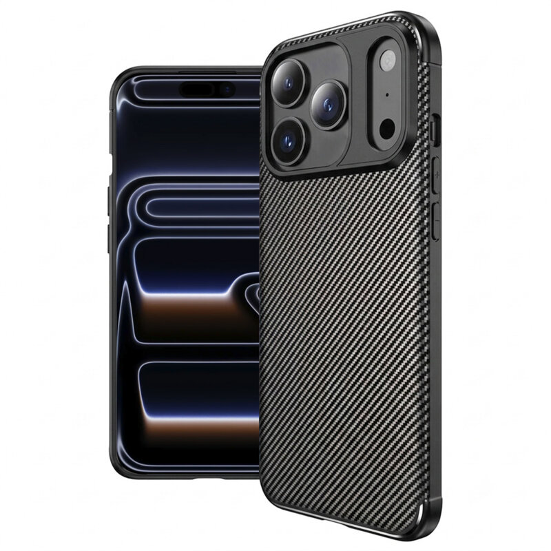 Husa iPhone 17 Pro Techsuit CarbonFiber, negru