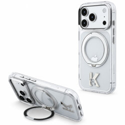 Husa iPhone 18 Pro Karl Lagerfeld IML Ring Stand Kameo Metal MagSafe, clear