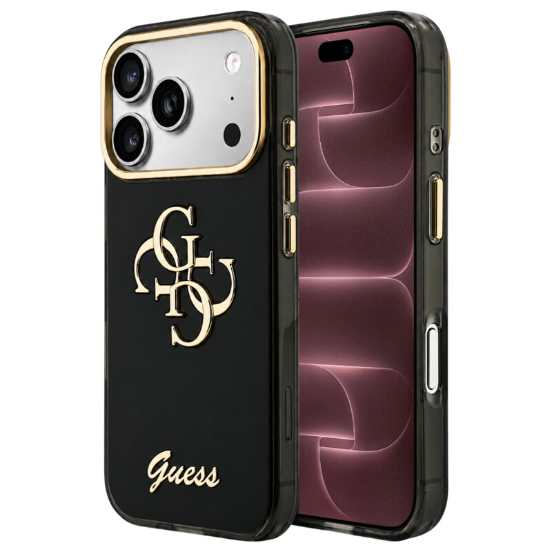 Husa Guess IML 4G Metal Script iPhone 18 Pro Max, negru, GUHCP18X5HC4MLSK