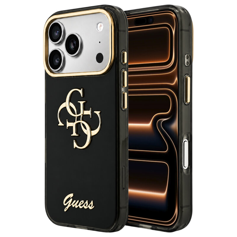 Husa Guess IML 4G Metal Script iPhone 17 Pro Max, negru, GUHCP18X5HC4MLSK