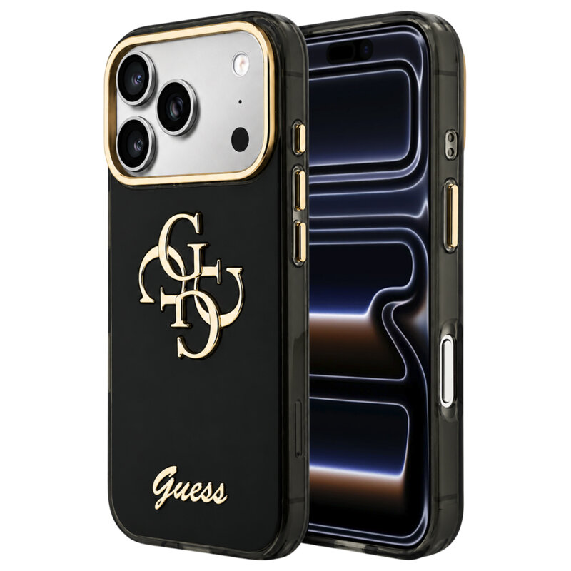 Husa Guess IML 4G Metal Script iPhone 17 Pro, negru, GUHCP18L5HC4MLSK