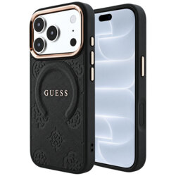 Husa Guess Saffiano Peony & Ring MagSafe iPhone 18 Pro, negru, GUHMP18LPSAMSECK