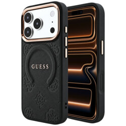 Husa Guess Saffiano Peony & Ring MagSafe iPhone 17 Pro Max, negru, GUHMP18XPSAMSECK