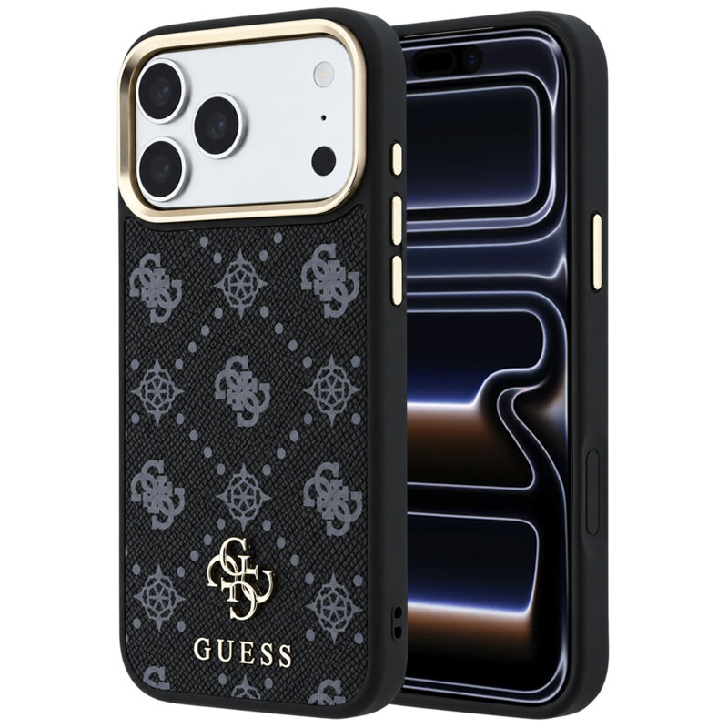 Husa iPhone 17 Pro Guess Peony 4G Small Logo MagSafe, negru,GUHMP18L6PGS4NPK