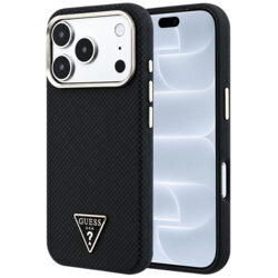 Husa originala Guess iPhone 18 Pro Kevlar Triangle Logo MagSafe, negru, GUHMP18L6PWKSGTK