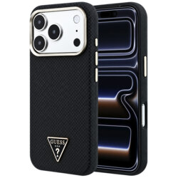 Husa originala Guess iPhone 17 Pro Kevlar Triangle Logo MagSafe, negru, GUHMP18L6PWKSGTK